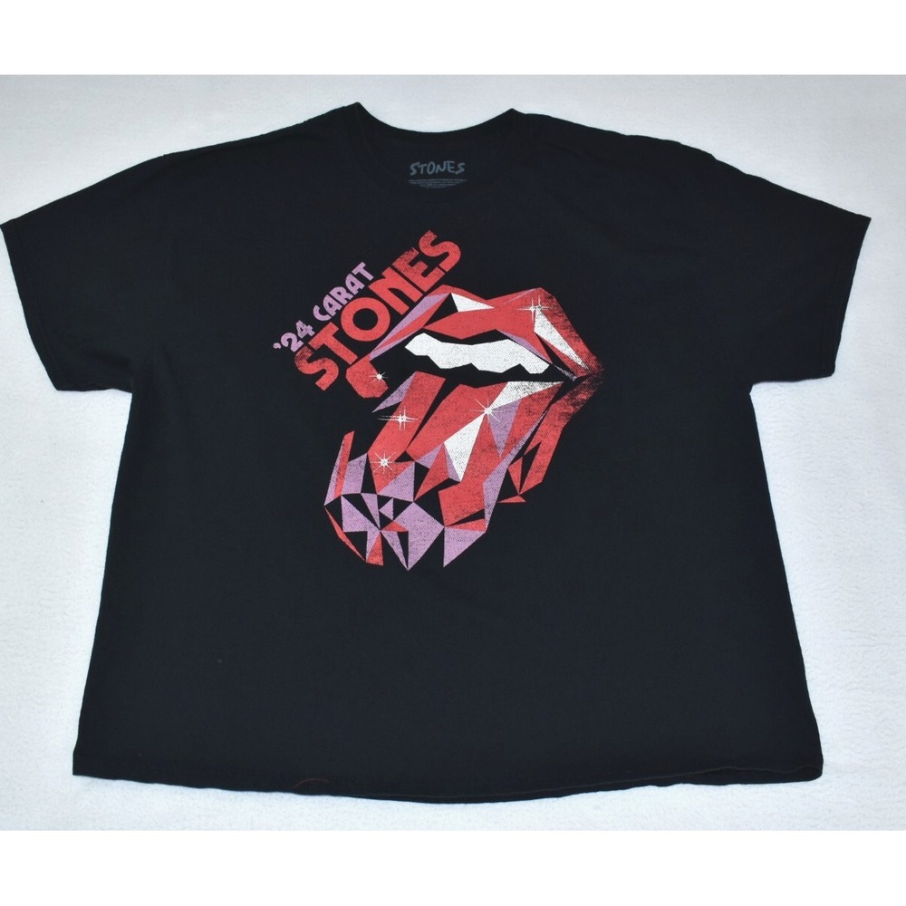 Rolling Stones '24 Carat Men's T Shirt Size 2XL Adult Black Concert Double Sided